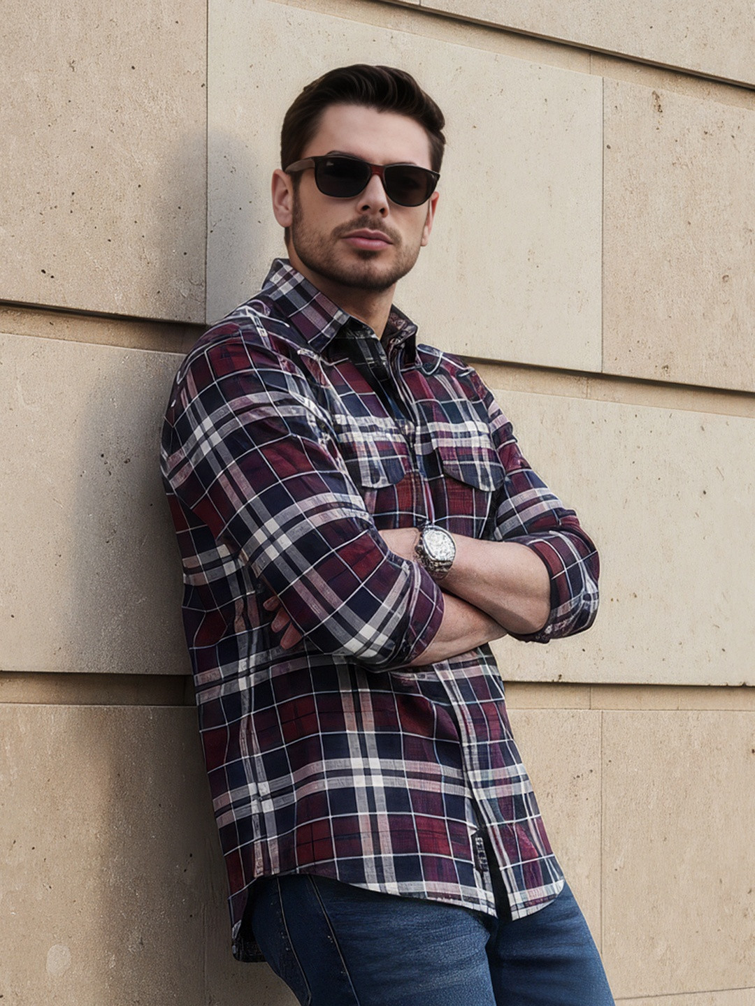 The Roadster Life co. Relaxed Fit Checked Casual Pure Cotton Shirt