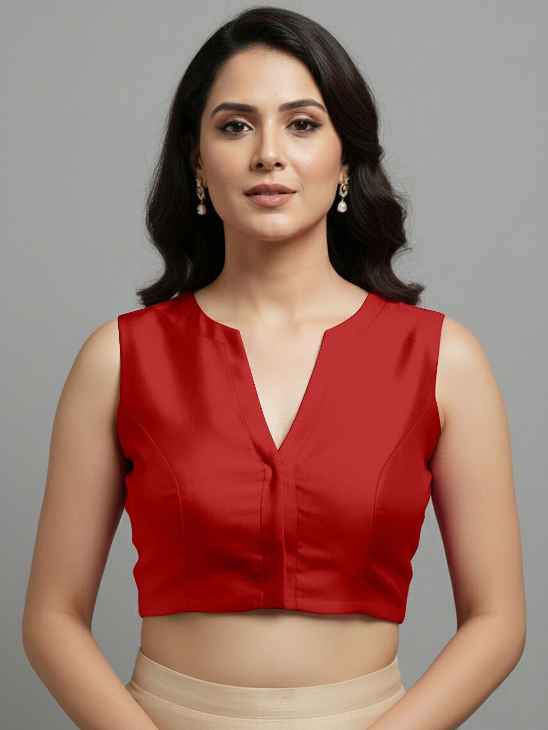 Mehrang Women Solid Silk Blend Saree Blouse
