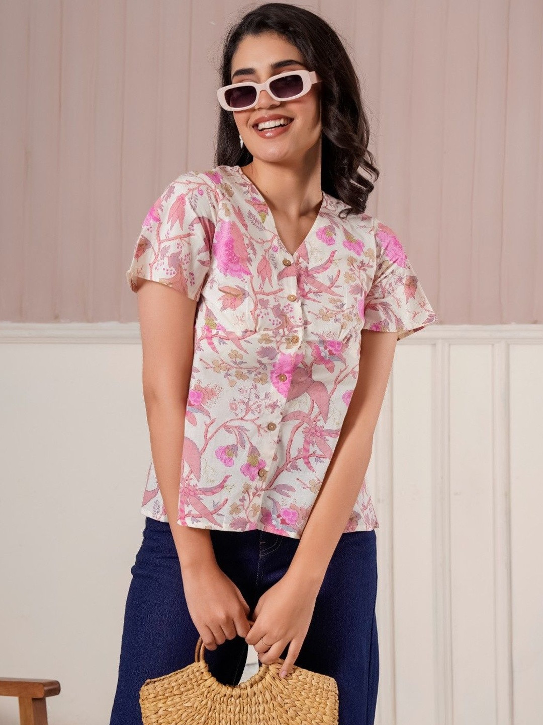 Anouk Rustic Print Cotton short Top