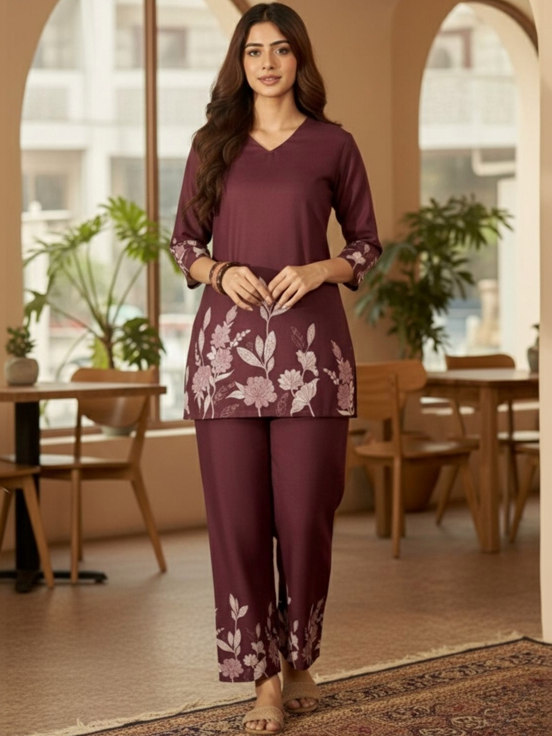 SOURAGYA Floral Printed Tunic with Trousers
