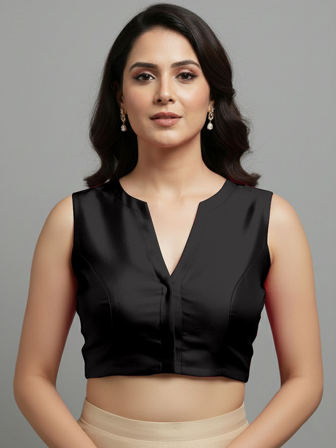 Mehrang Women Solid Silk Blend Saree Blouse