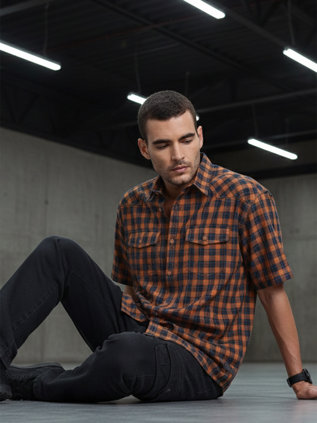 The Roadster Life Co. Men Checked Pure Cotton Relaxed Fit Shirt