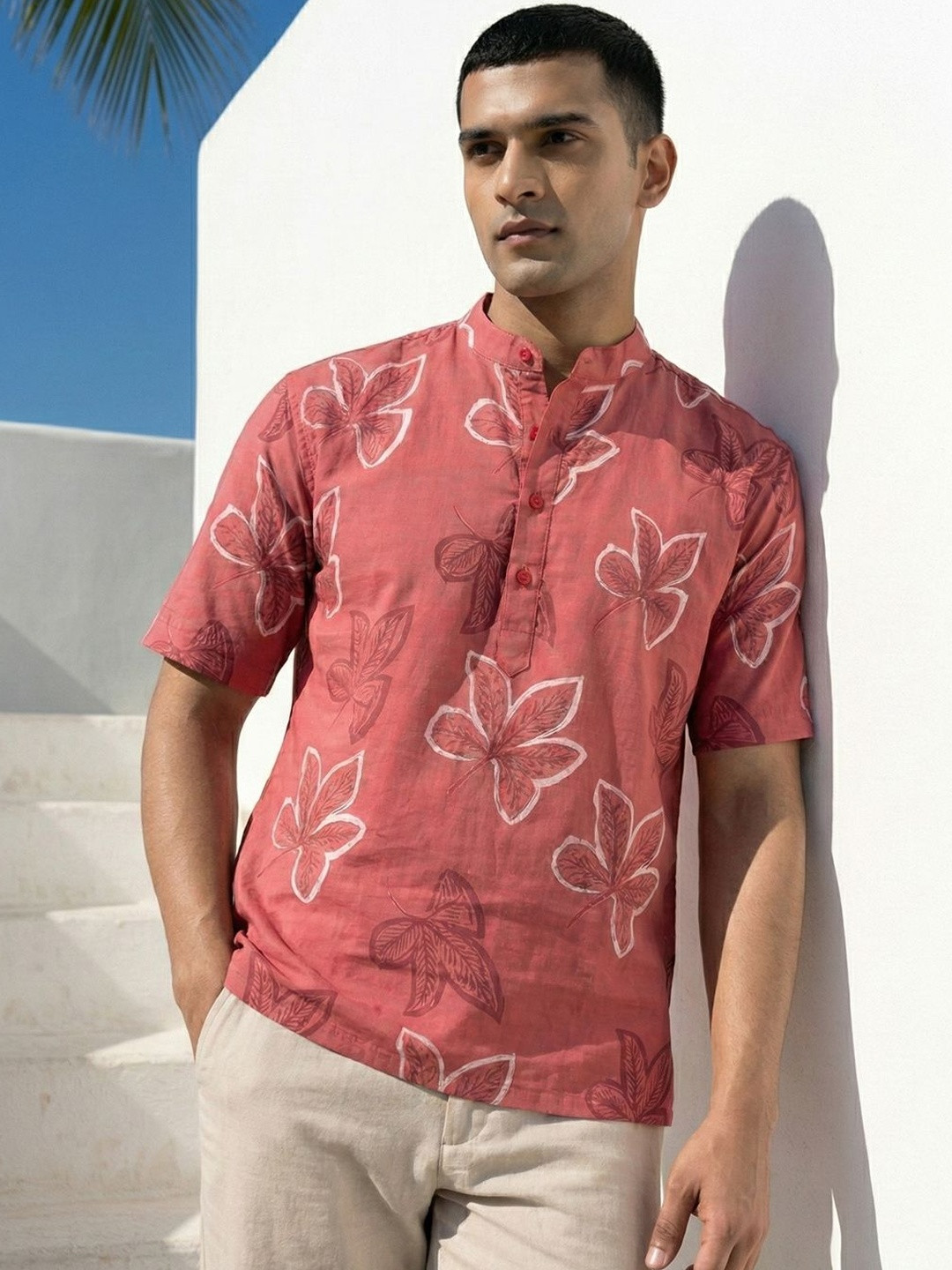 CHHAAP Cotton Blend Floral Straight Above Knee Kurta