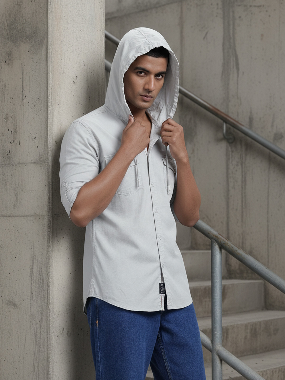 The Roadster Life Co. Pure Cotton Hooded Shirt