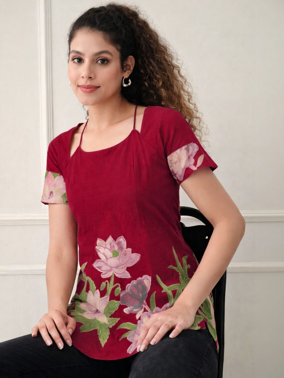 BAESD Floral Printed Halter Neck Top