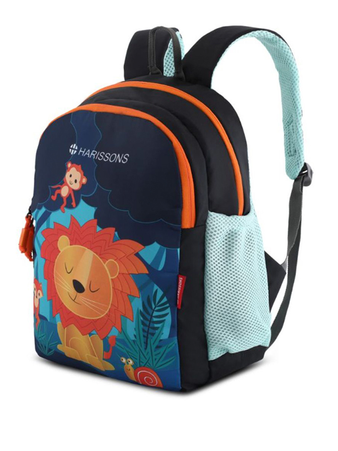 Harissons Lion Kids Cartoon Printed Blue & Orange 19L Water-Resistant School Backpack