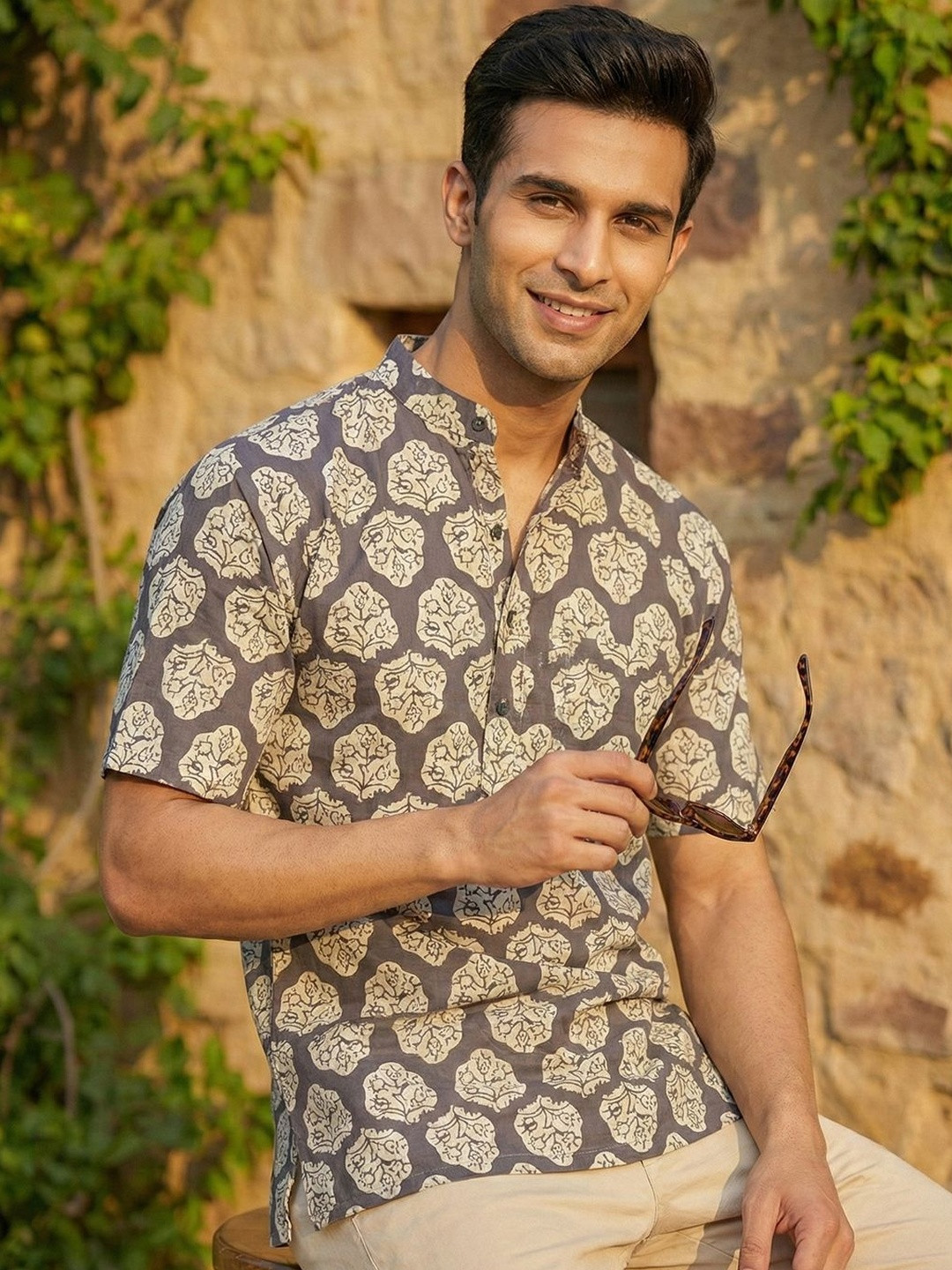 CHHAAP Cotton Blend Ethnic Motifs Straight Above Knee Kurta