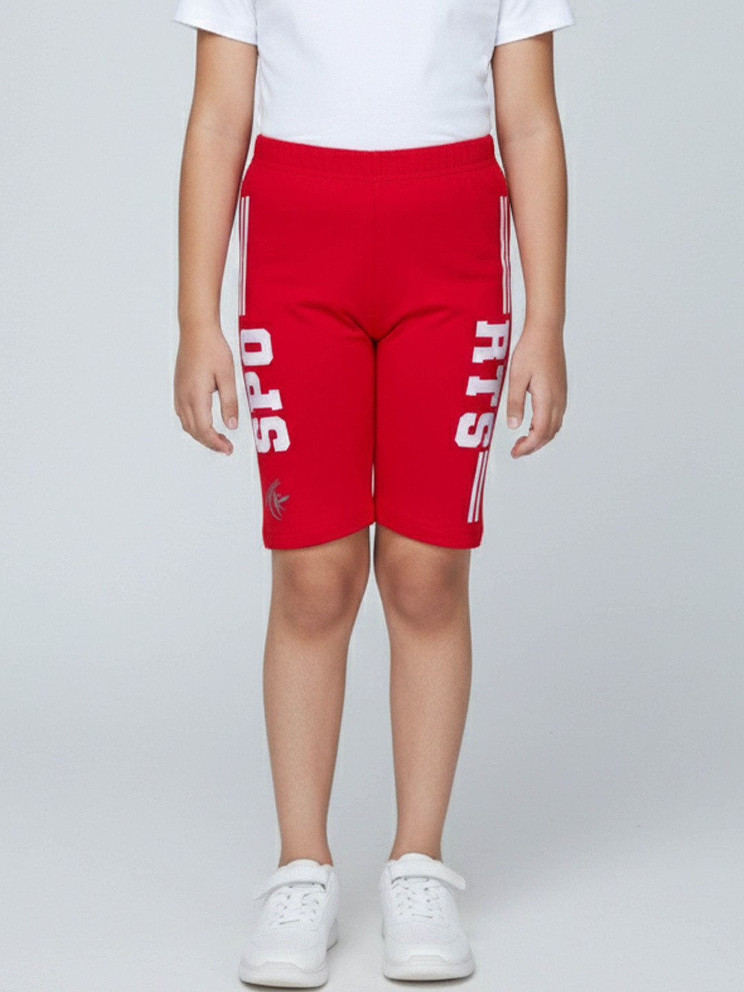 KiddoPanti Girls Typography Printed Skinny Fit Cycling Sports Shorts
