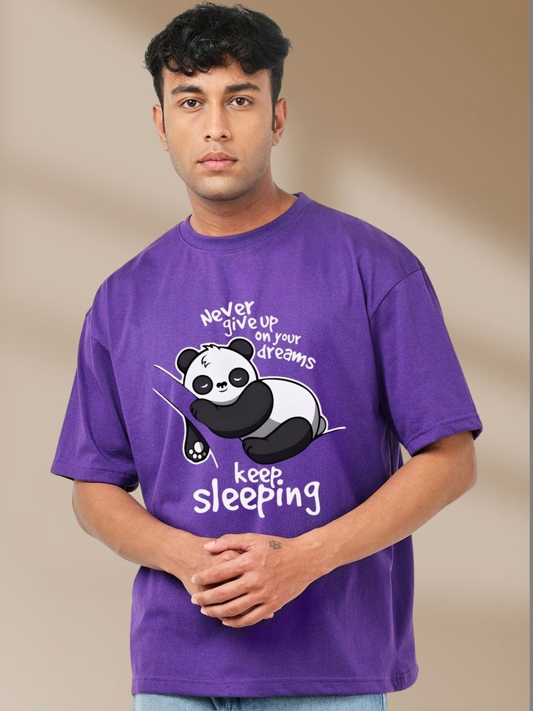 Purple Graphic Oversized T-shirt for Men