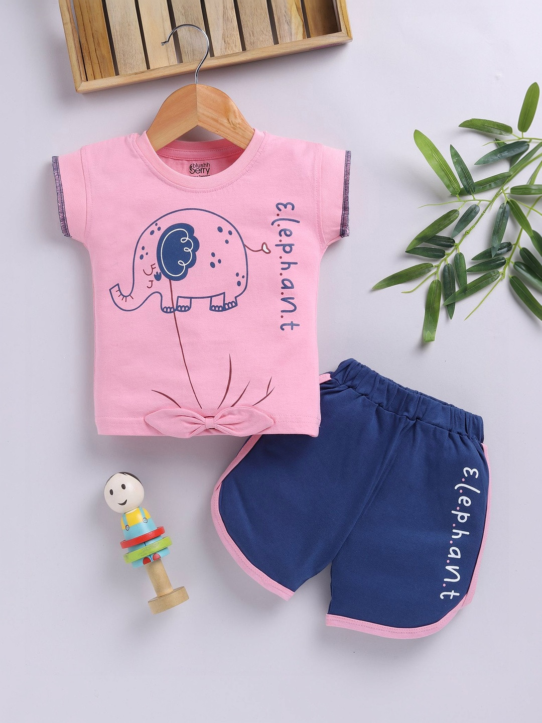 Blushh Berry Girls Printed T-shirt with Shorts