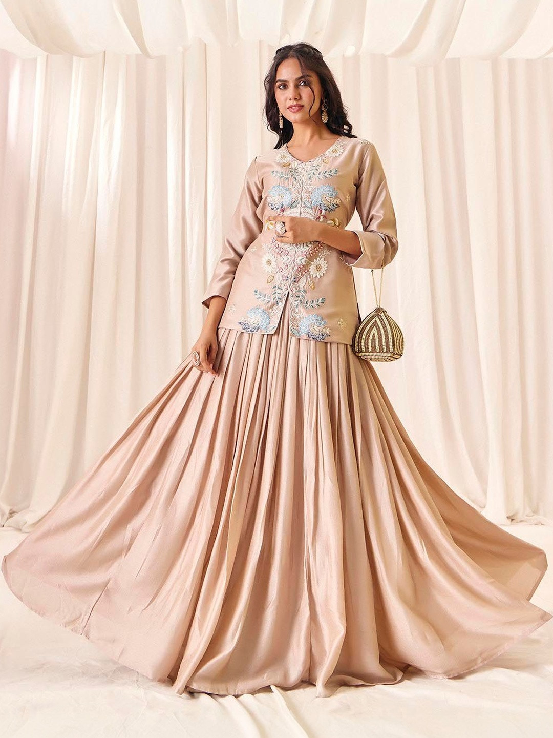MADHURAM Embroidered Thread Work Ready to Wear Lehenga &