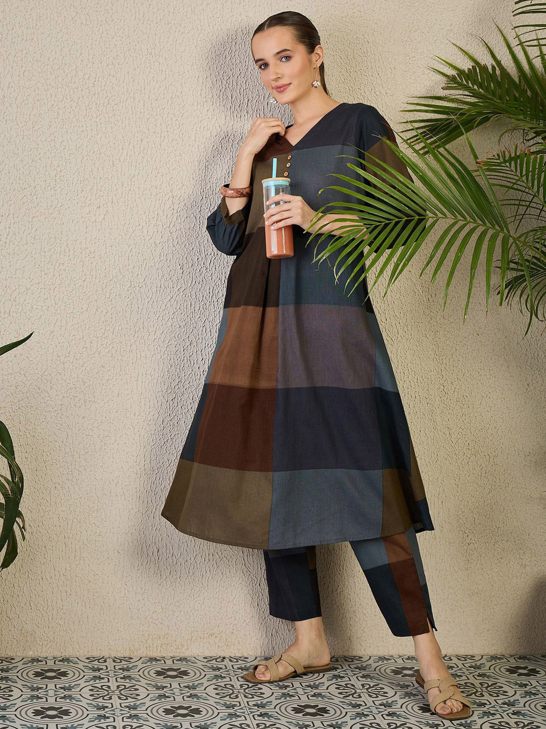 Indo Era Women Printed A-line Kurta & Trousers Co-Ord Set