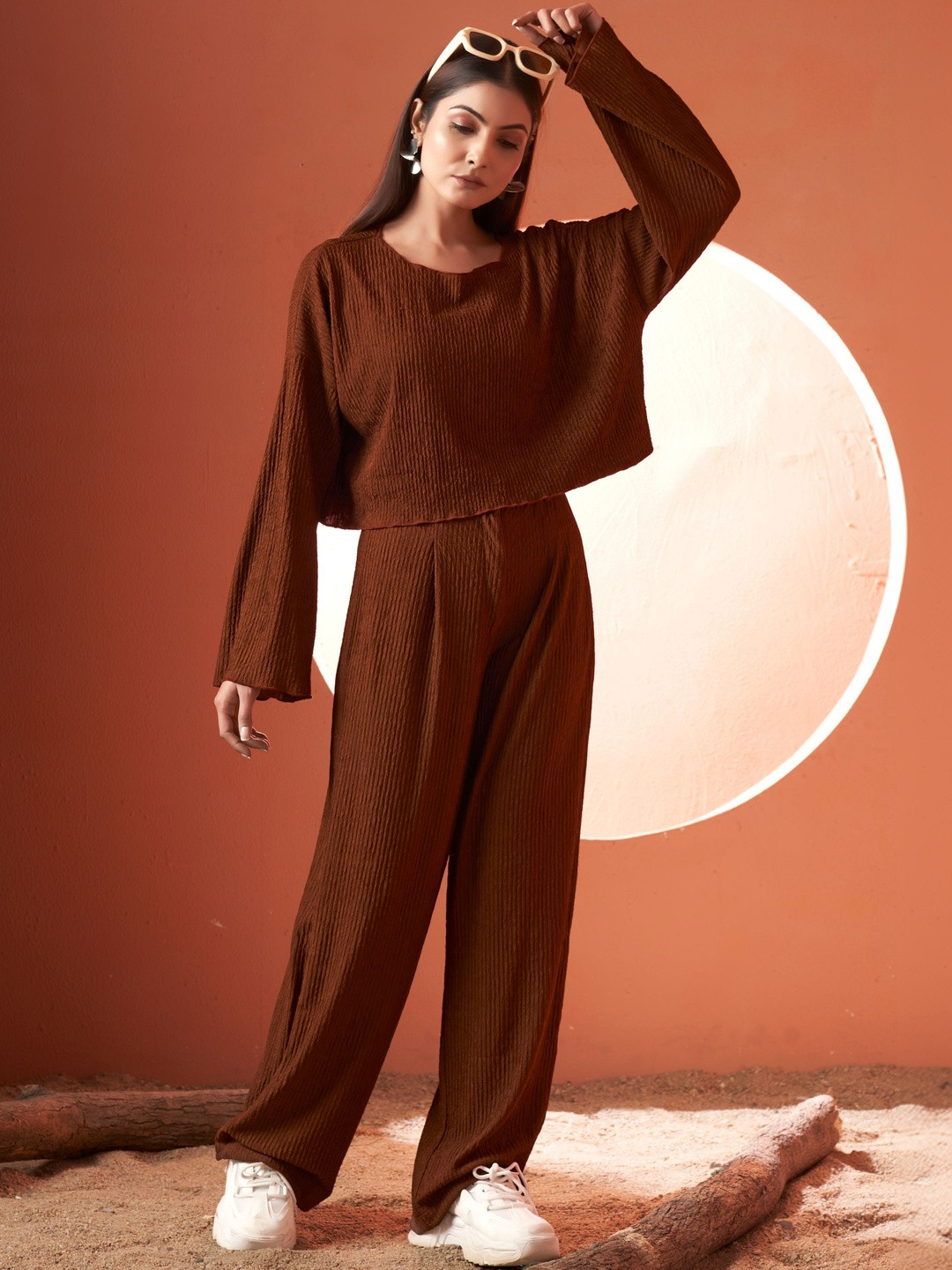 GENZILOOKS Brown Solid Co-Ords Set