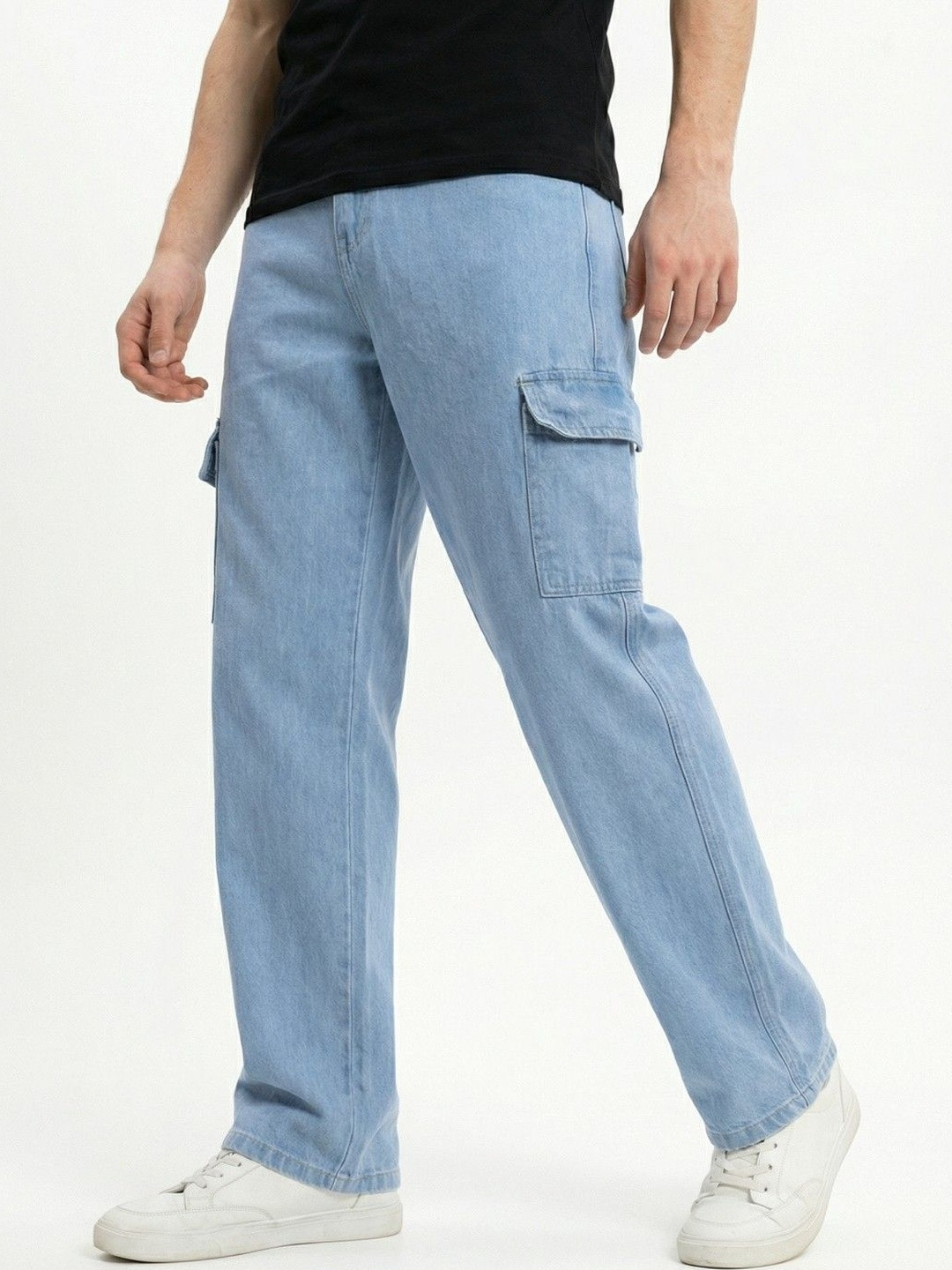 Encrypt Men Classic Regular Fit Mid-Rise Light Fade Stretchable Jeans
