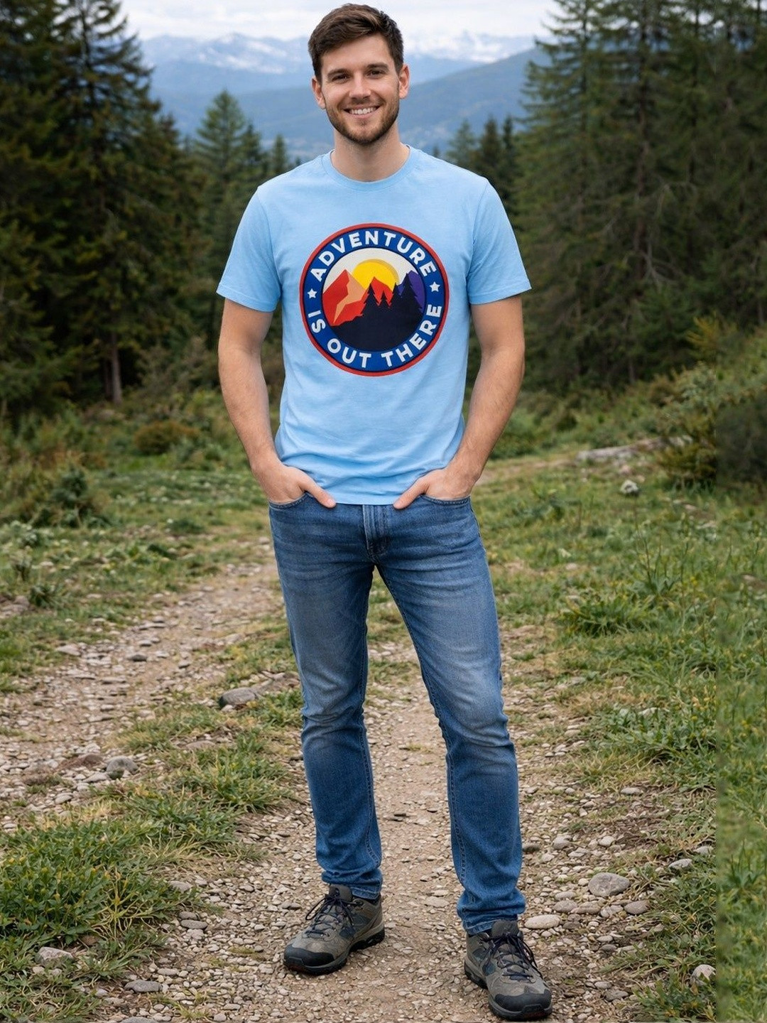 The Roadster Lifestyle Co Printed Cotton Round Neck T-shirt