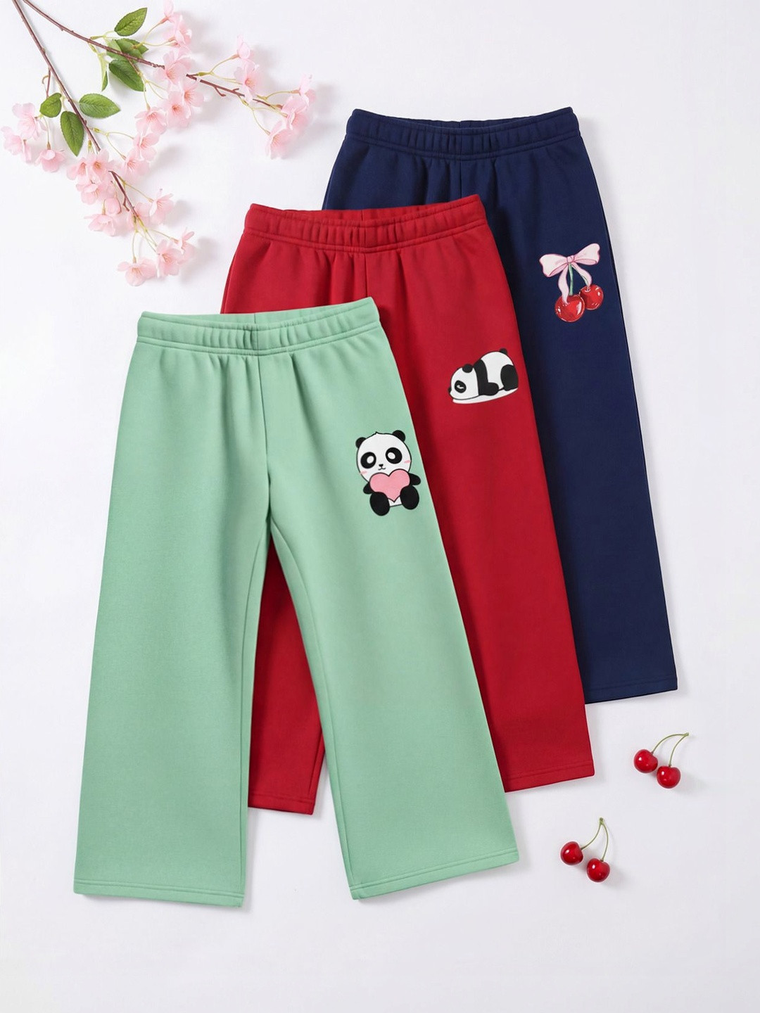 HELLCAT Girls Pack of 3 Regular Fit Cartoon Print Track Pants