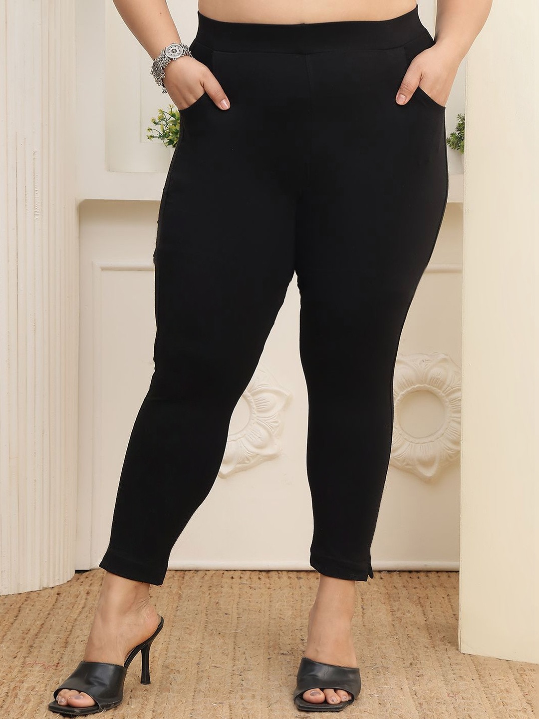 Valles365 by S.C. Women Cotton Solid Ankle Length Leggings