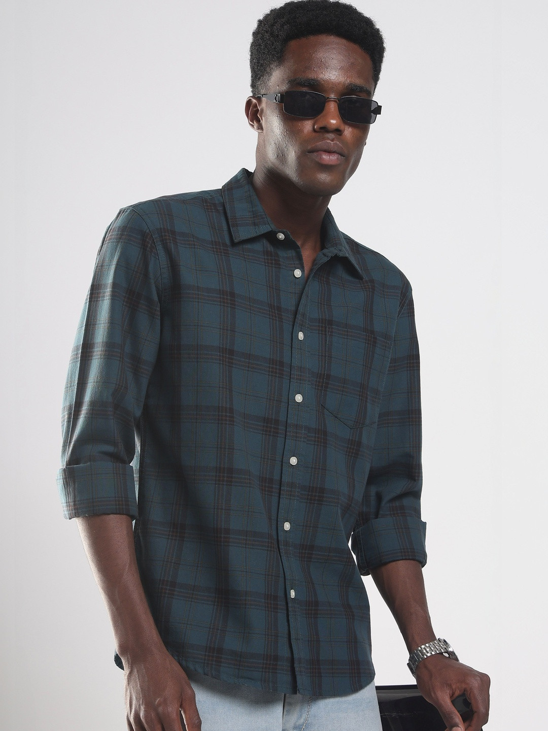 HERE&NOW Men Tartan Checks Checked Casual Shirt