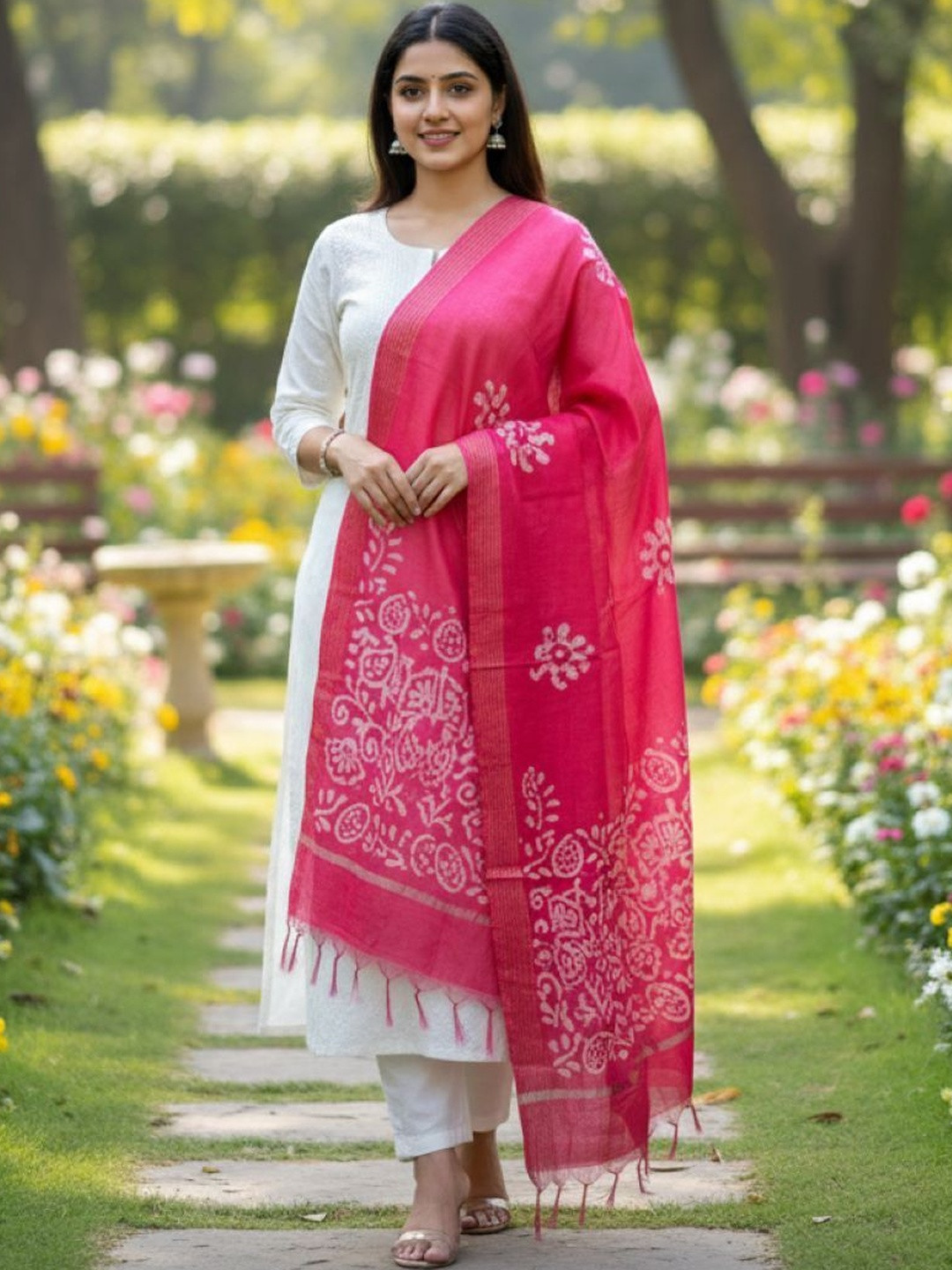 SALWAR STUDIO Woven Design Cotton Silk Batik Dupatta