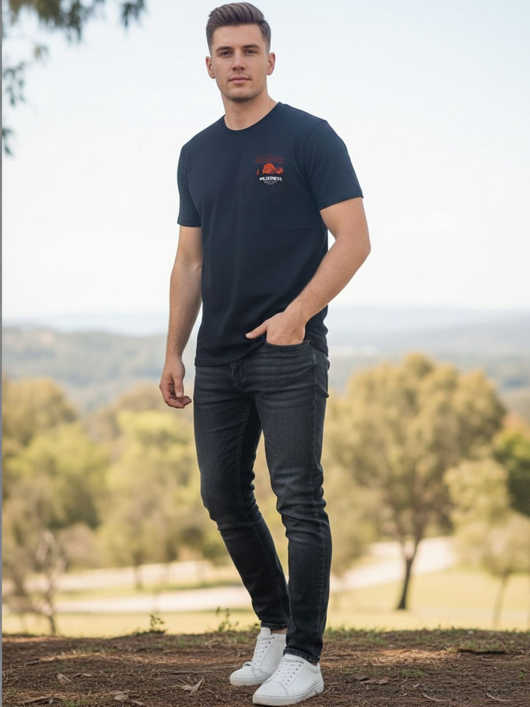 The Roadster Lifestyle Co Graphic Printed Bio Finish Round Neck T-Shirt