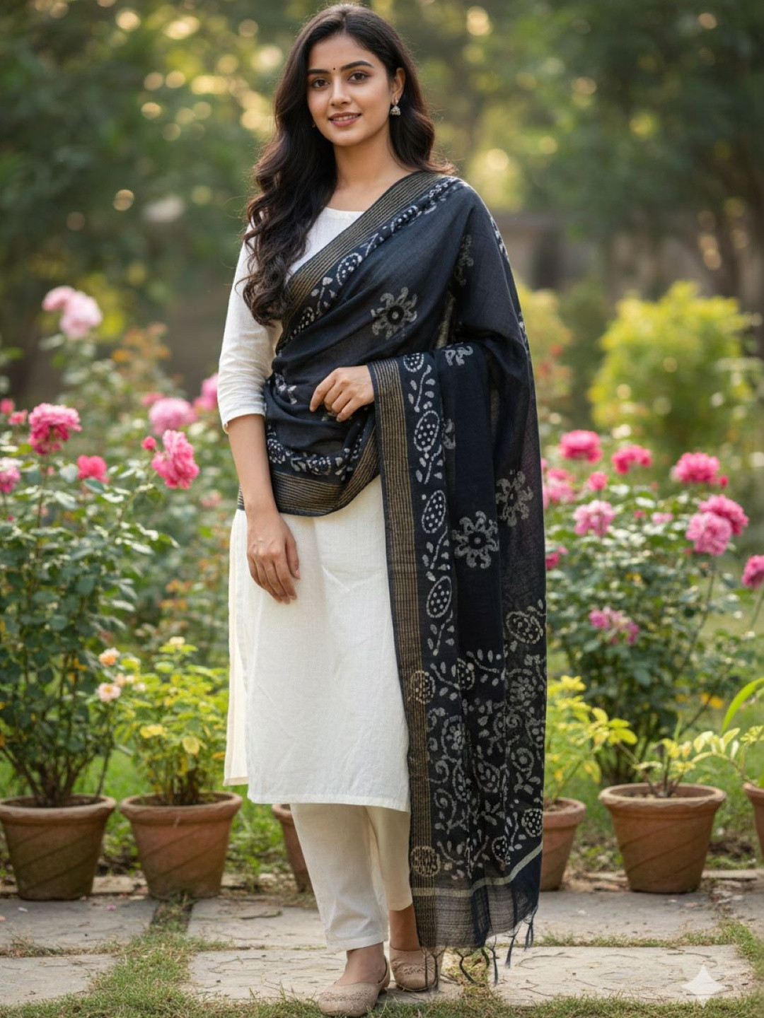SALWAR STUDIO Printed Cotton Silk Batik Dupatta