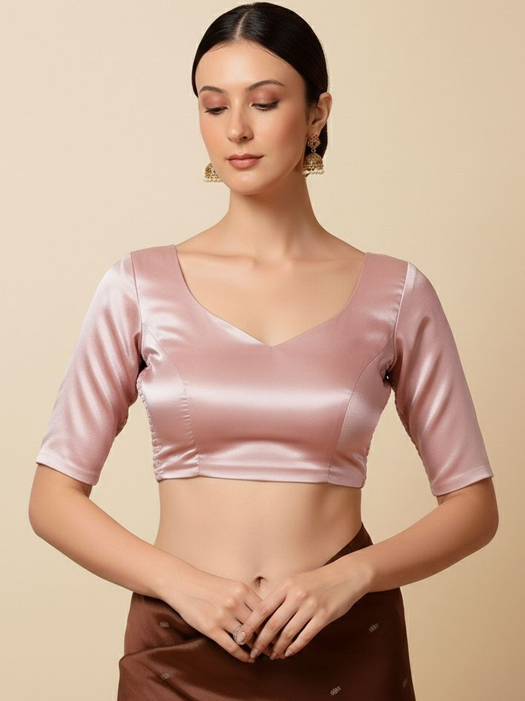 Niraha Silk Blend Solid Saree Blouse