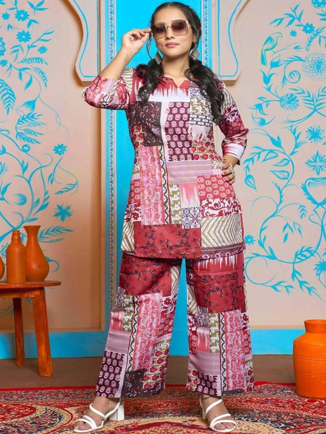SZN Multicoloured Printed Tunic with Palazzos