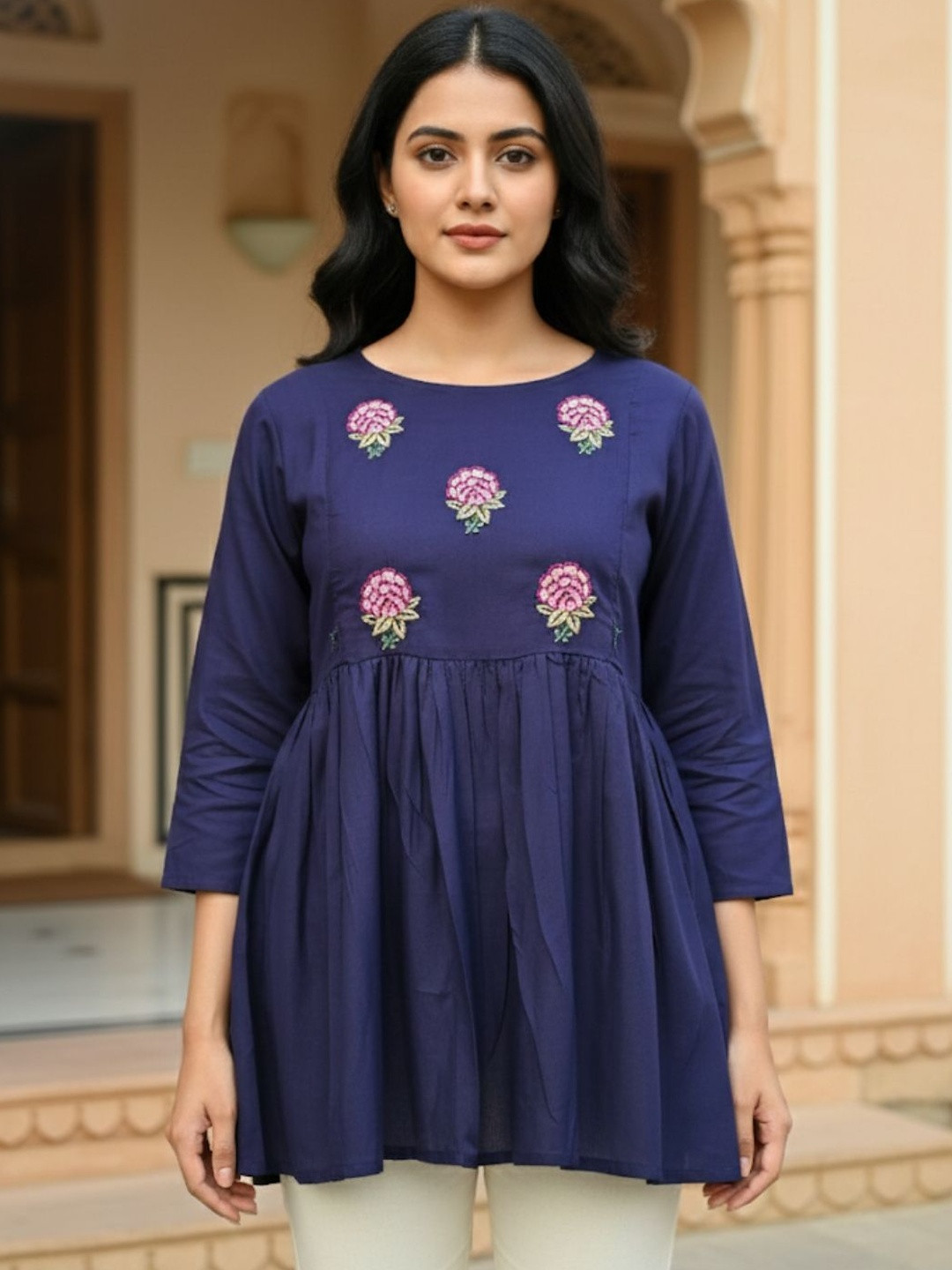 Vaidiki Floral Embroidered Maternity Top