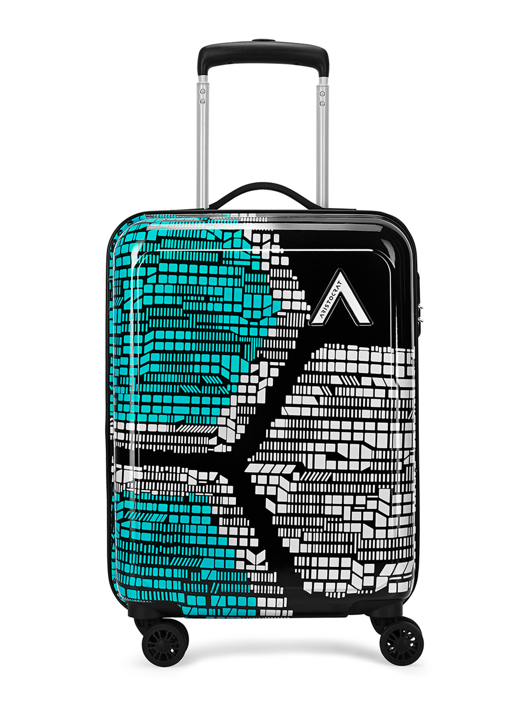 Aristocrat Bruce Blue Hard Luggage 54cm Cabin Trolley Bag with 8-Wheel