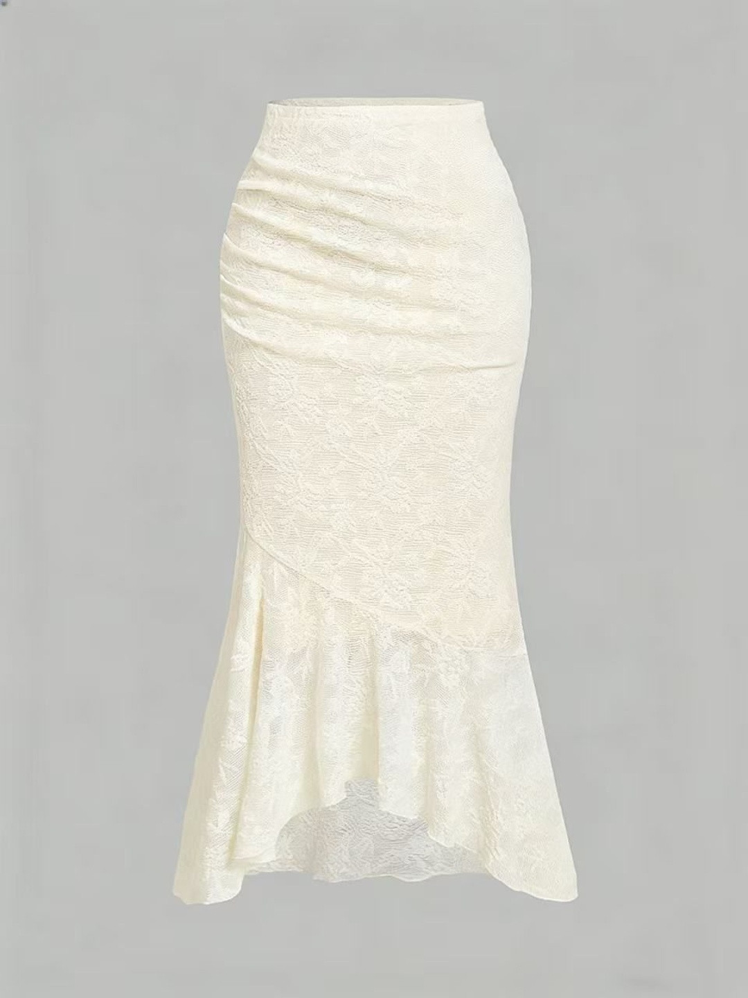 Zucchini Women Lace Lace Frills Bows and Ruffles Midi Trumpet Skirt