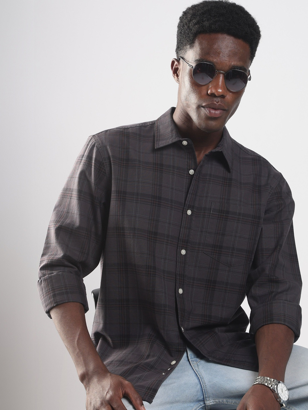 HERE&NOW Men Tartan Checks Checked Casual Shirt