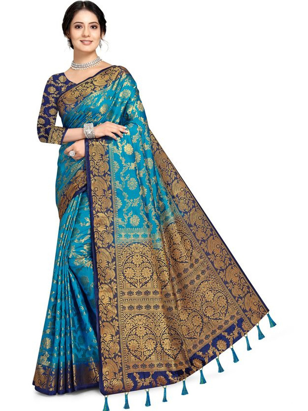 COSBILA FASHION Ethnic Motifs Zari Silk Cotton Saree