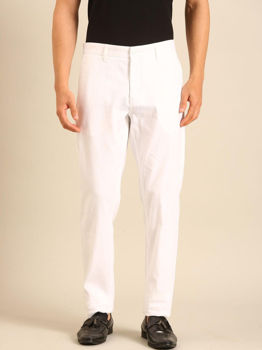 Linen Club Men Slim Fit Pure Linen Trousers