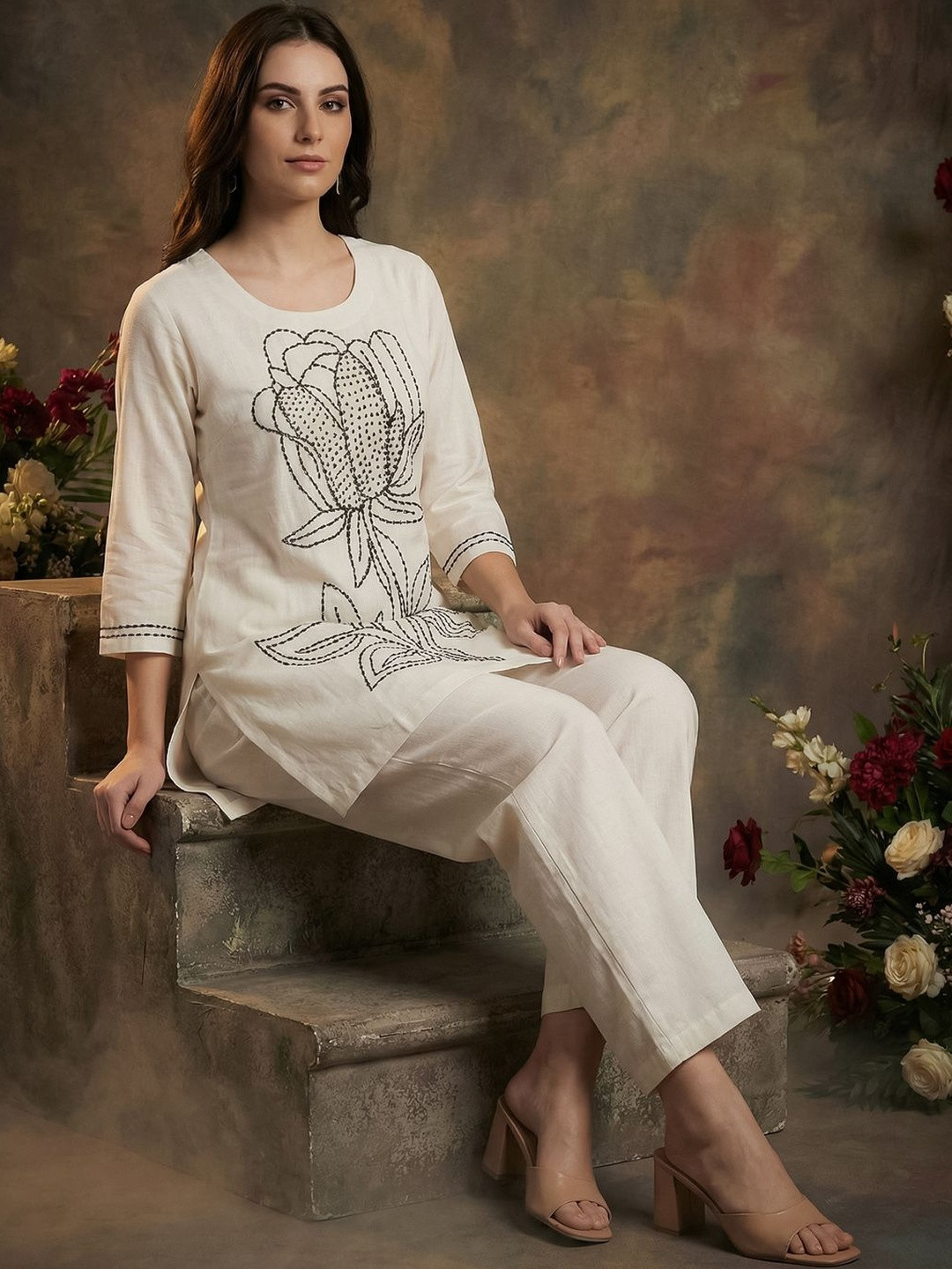 Indo Era Cotton Embroidered Tunic with Trousers