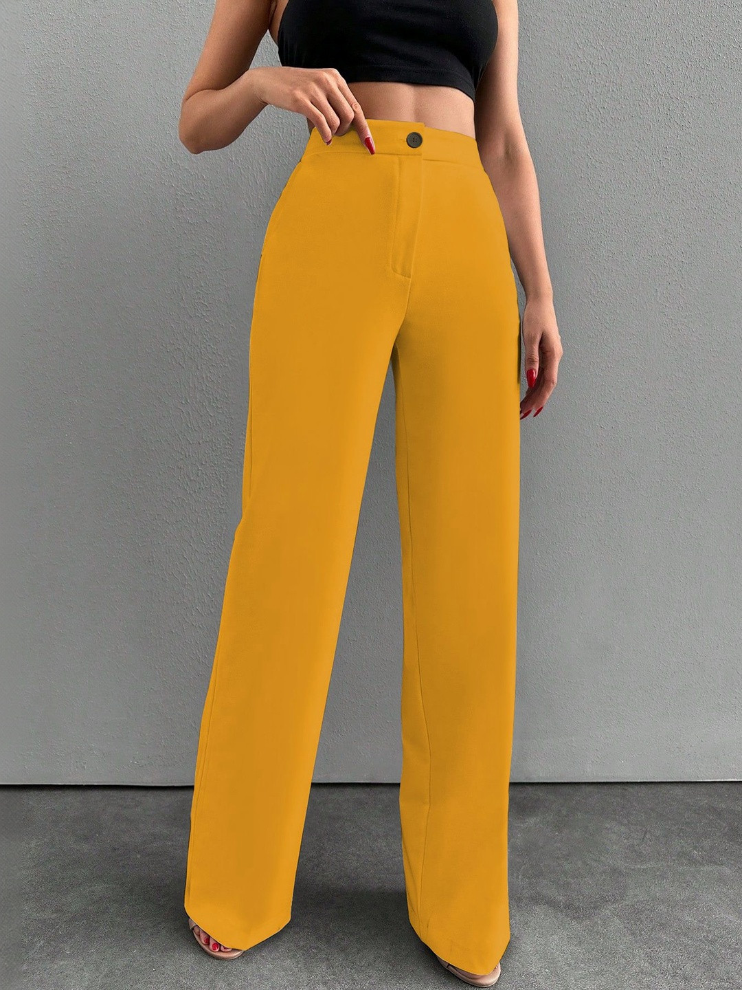 CREZYVEZY Women High-Rise Wrinkle Free Trousers
