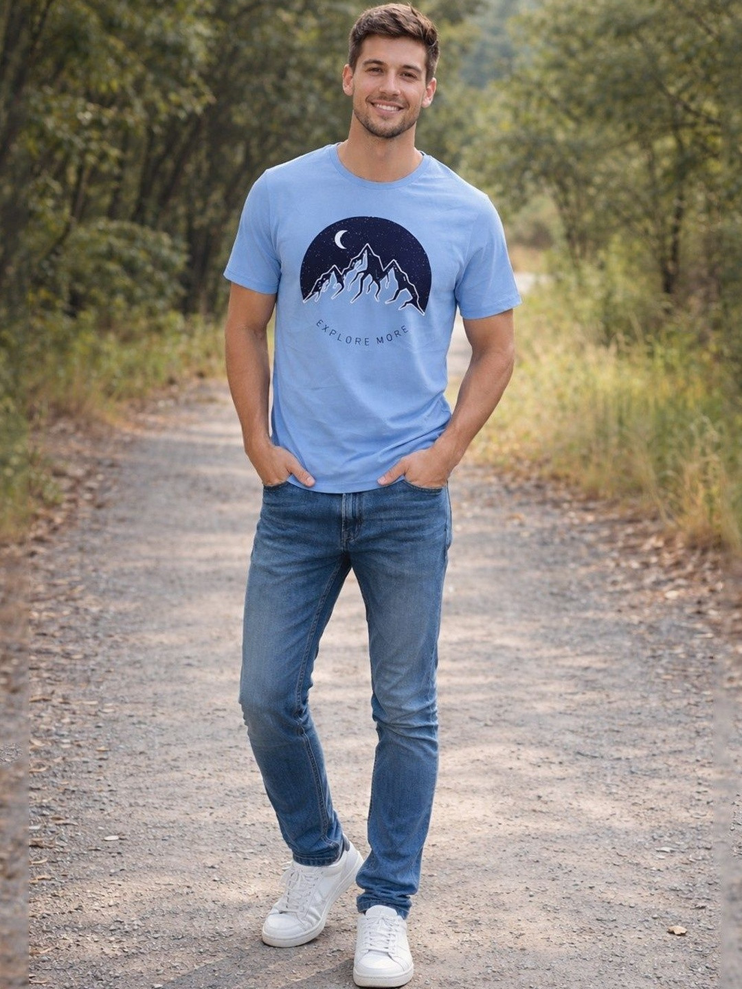The Roadster Lifestyle Co Printed Cotton Round Neck T-shirt
