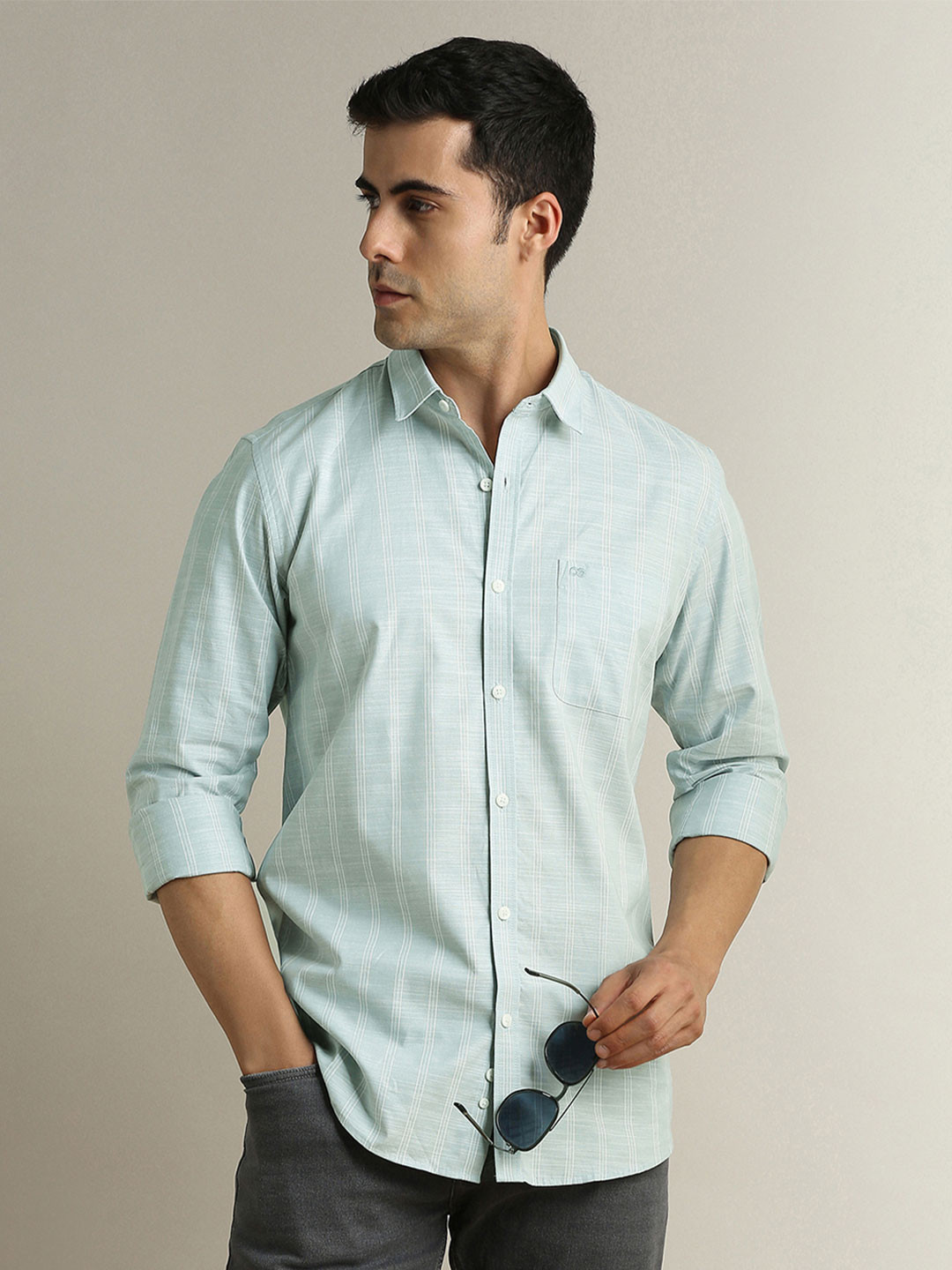 Peter England Casuals Striped Slim Fit Pure Cotton Casual Shirt