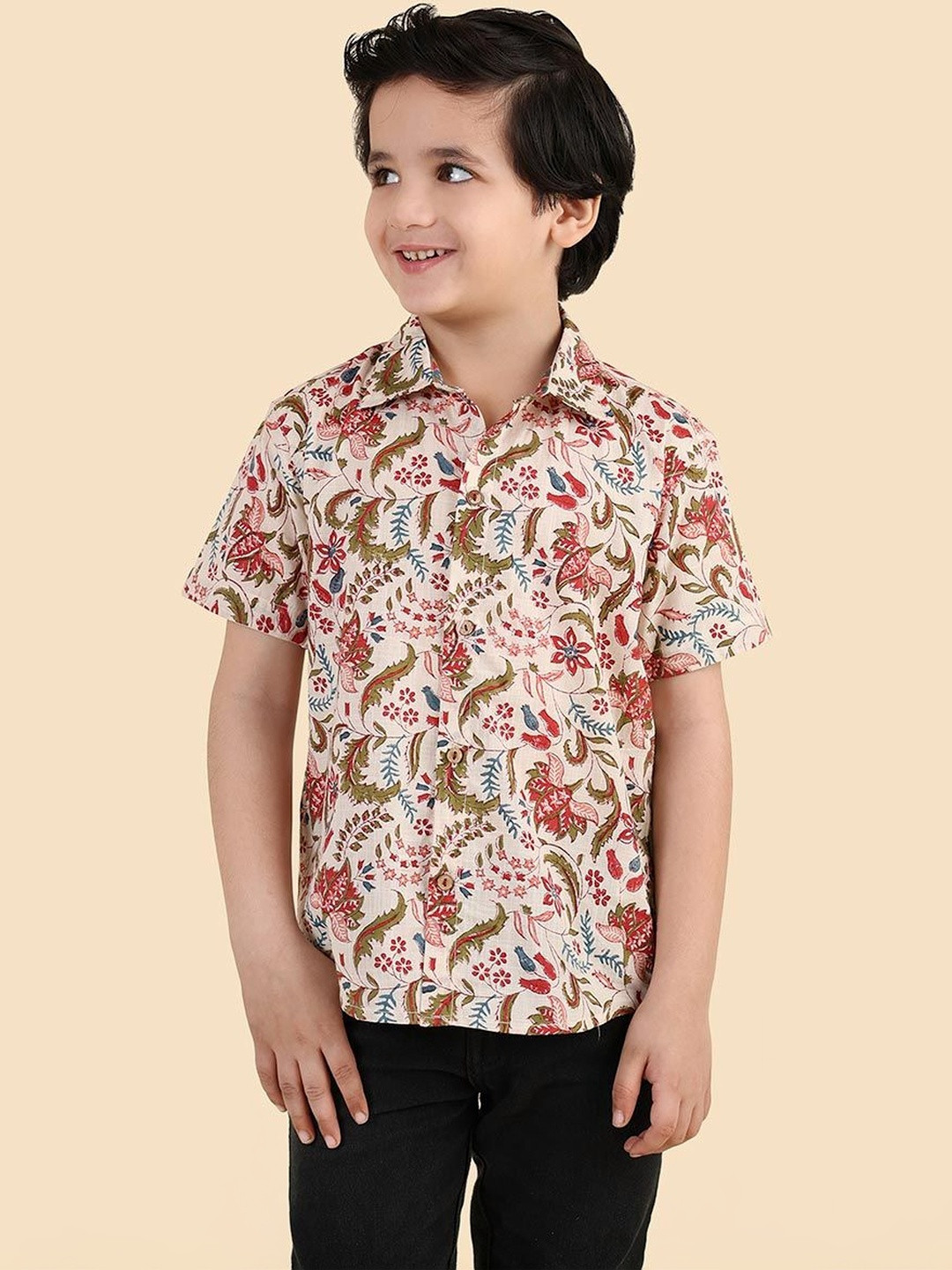 Fabindia Boys Floral Printed Casual Shirt