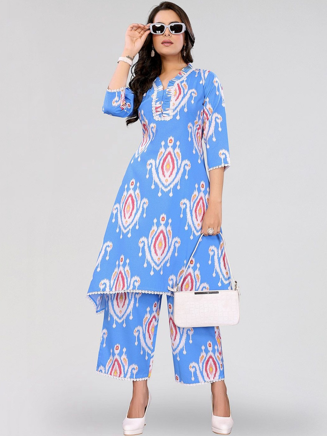 AADVIKA Frilled Printed Tunic with Palazzos