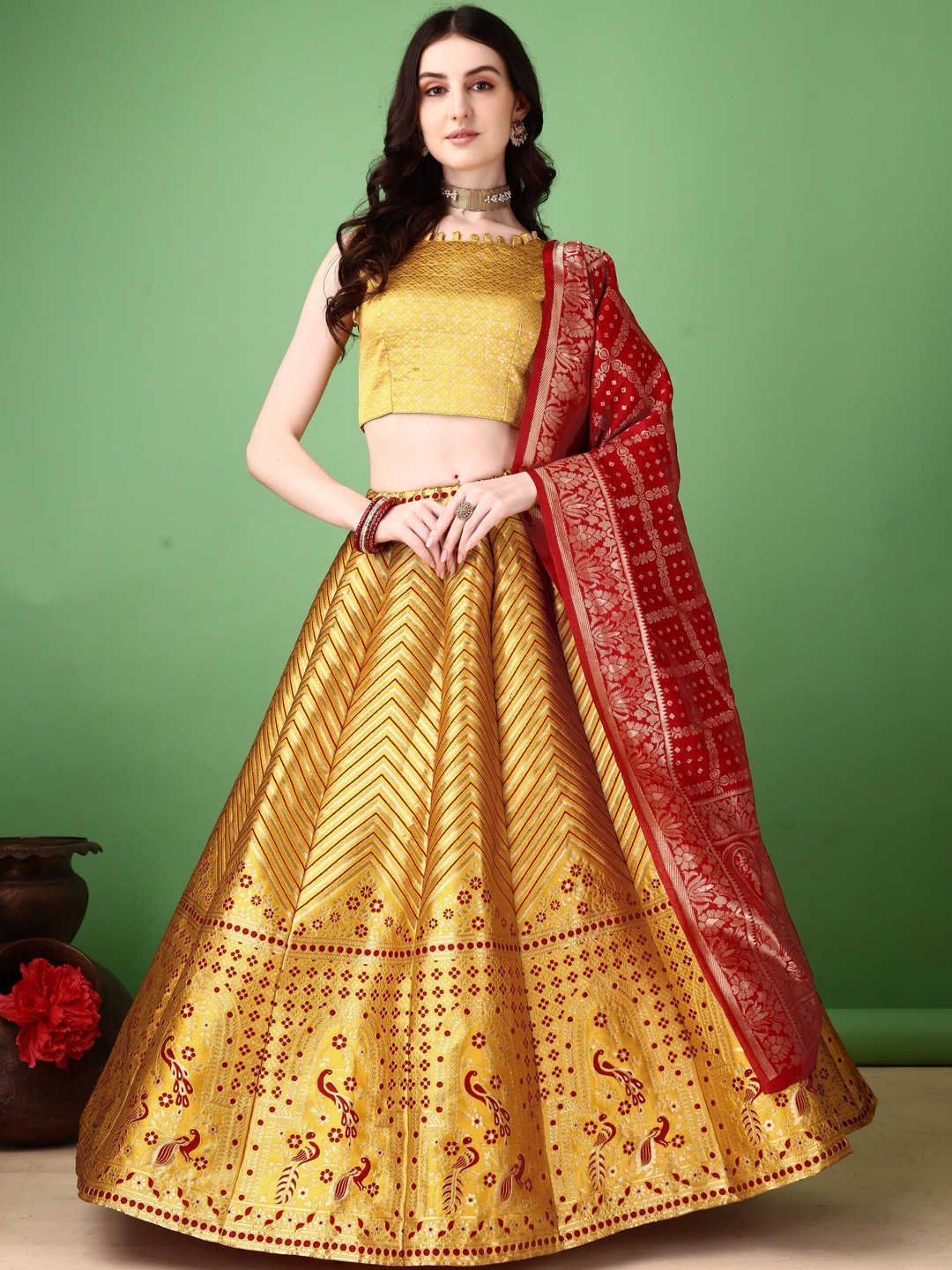 JIVUBA Ready to Wear Lehenga & Blouse With Dupatta