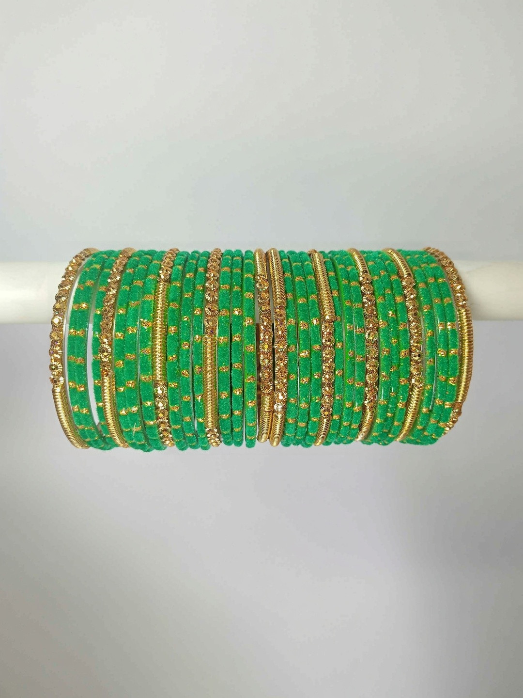 Luxurious Set Of 34 Stone-Studded Stylish Tranditional Bangle
