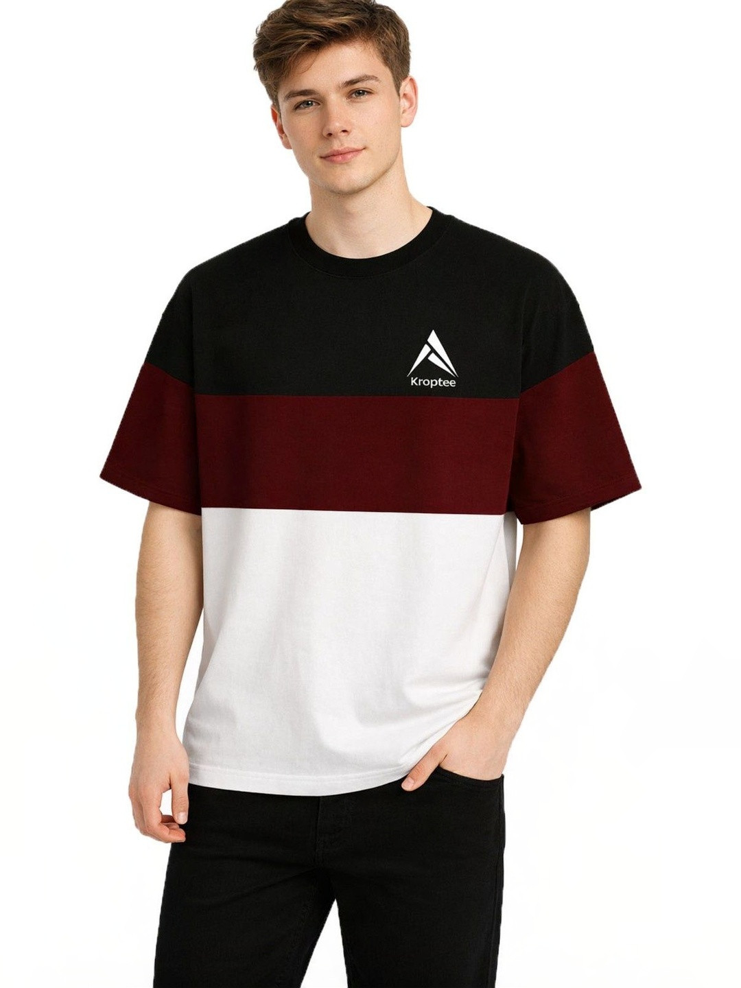 Kroptee Men Colourblocked Regular Fit T-shirt