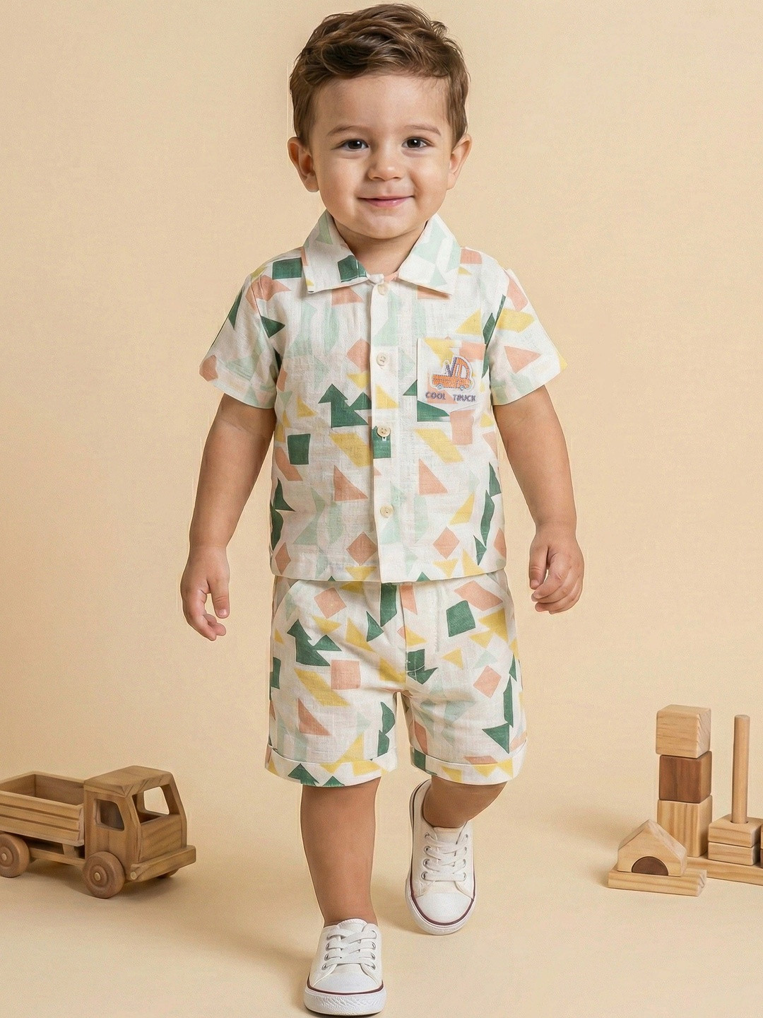 Pompidou Boys Printed Shirt with Shorts