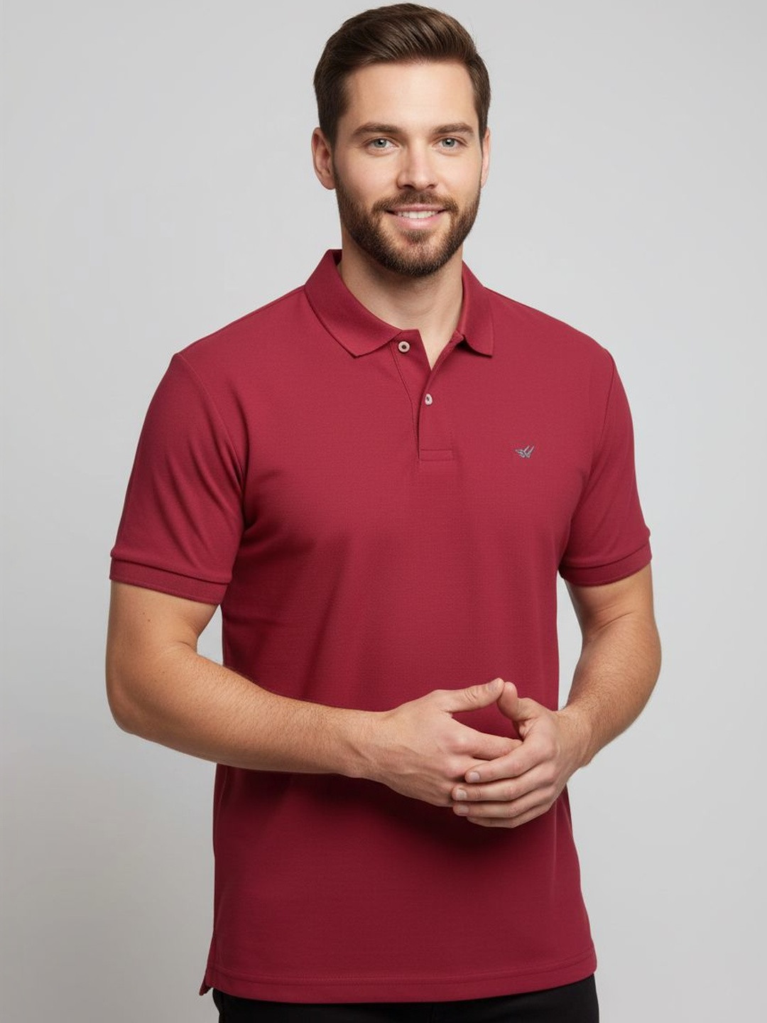 ONLYBASIC Men Brand Logo Polo Collar T-shirt
