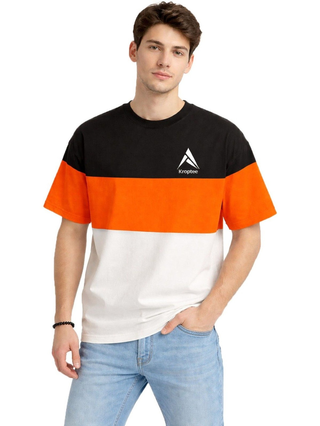 Kroptee Men Colourblocked Regular Fit T-shirt