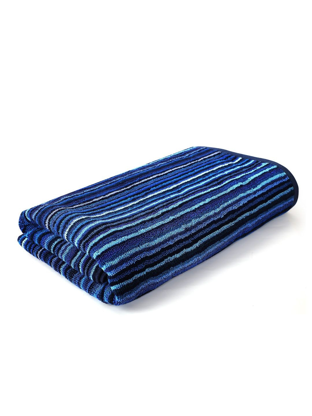 Layers Blue & Turquoise Blue 1 Striped Cotton 500 GSM Bath Towel