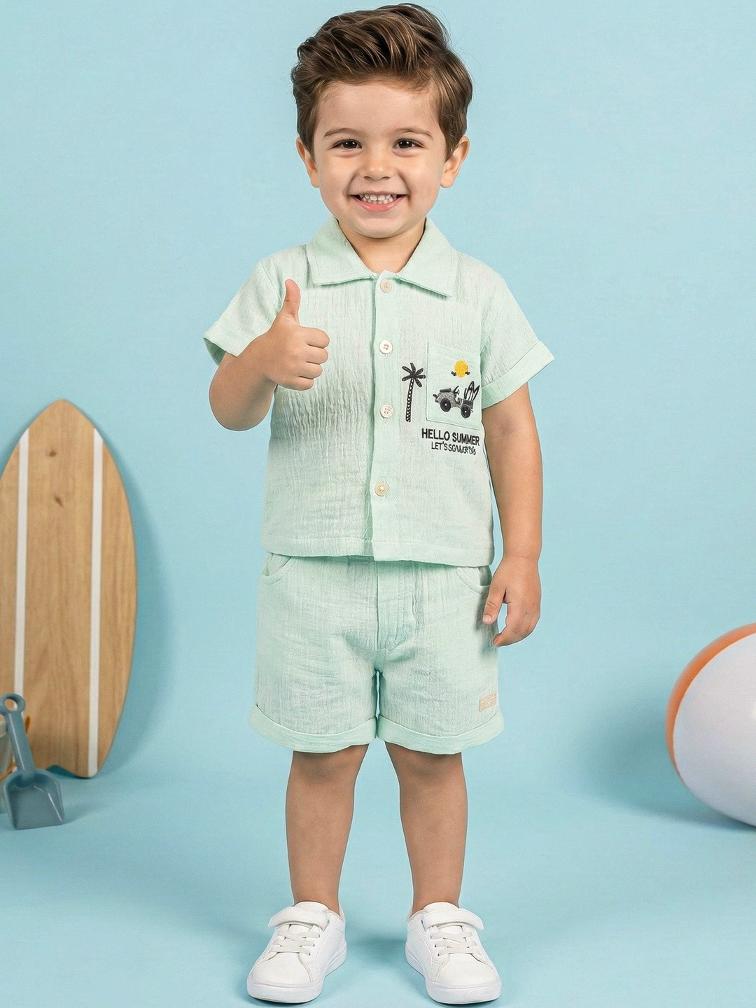 Pompidou Boys Printed Shirt with Shorts