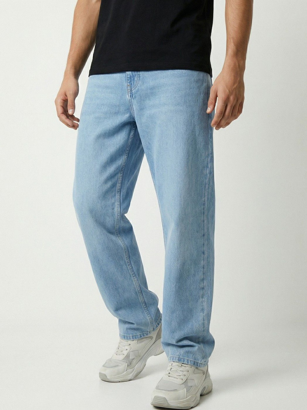 Encrypt Men Classic Straight Fit Mid-Rise Light Fade Stretchable Jeans