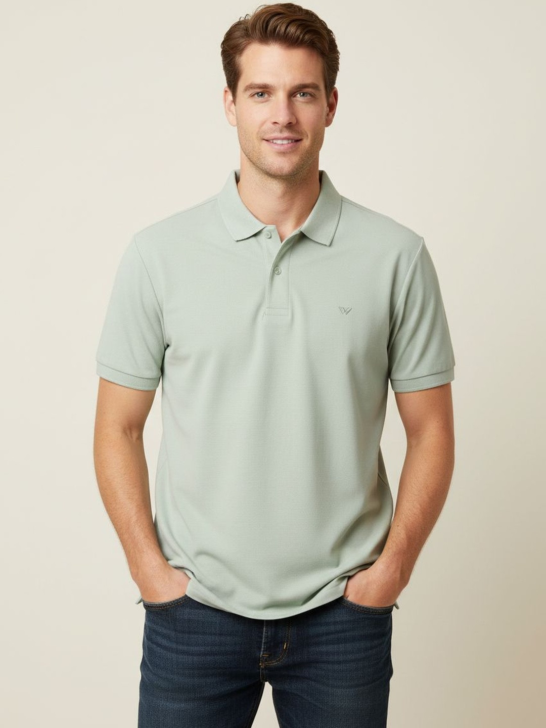 ONLYBASIC Men Brand Logo Polo Collar T-shirt