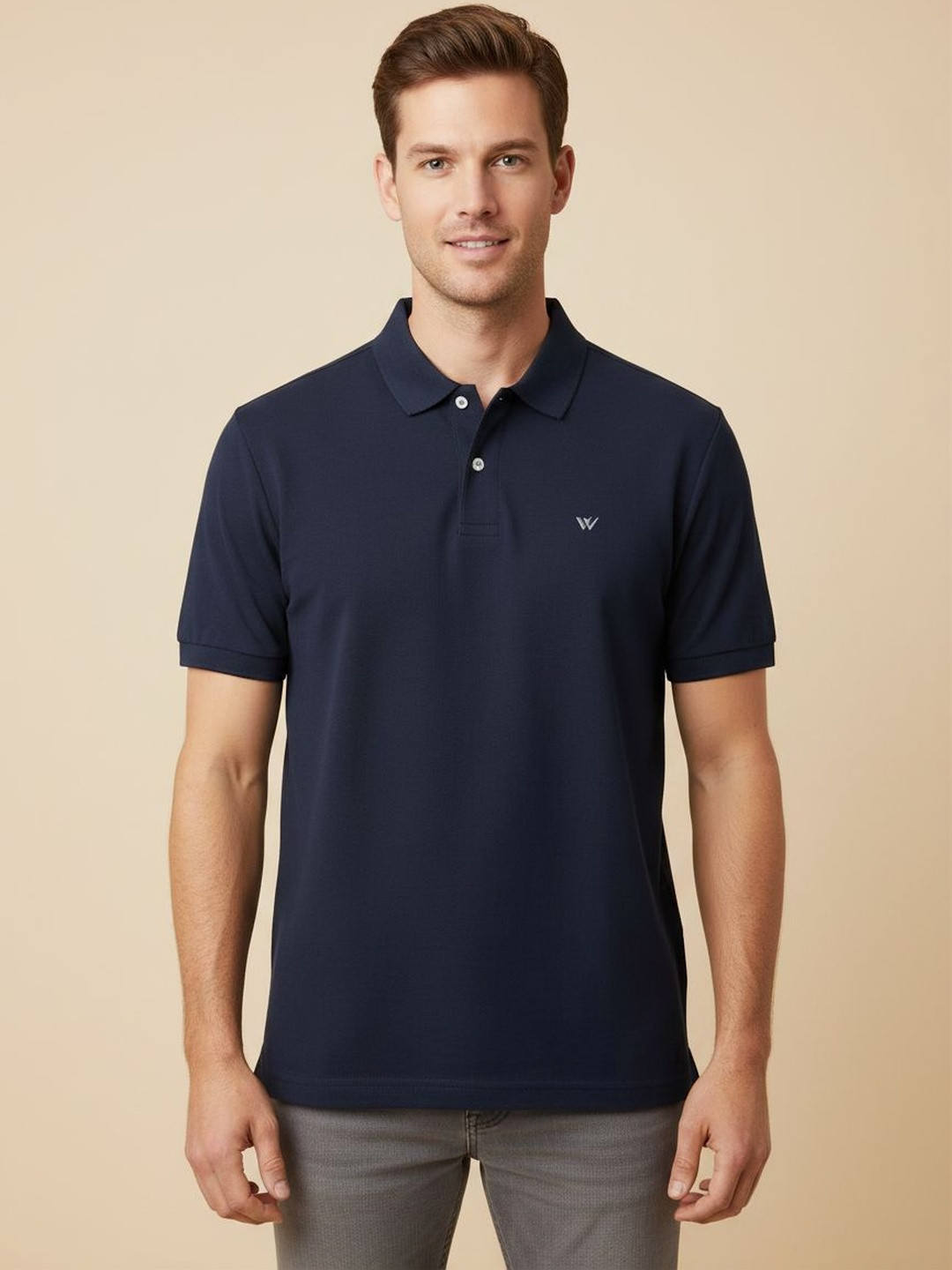 ONLYBASIC Men Brand Logo Polo Collar T-shirt